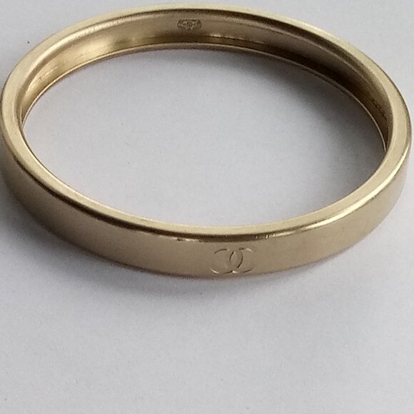 Authentic CHANEL Logo gold plated bracelet bangle Firm Price - Picture 1 of 7